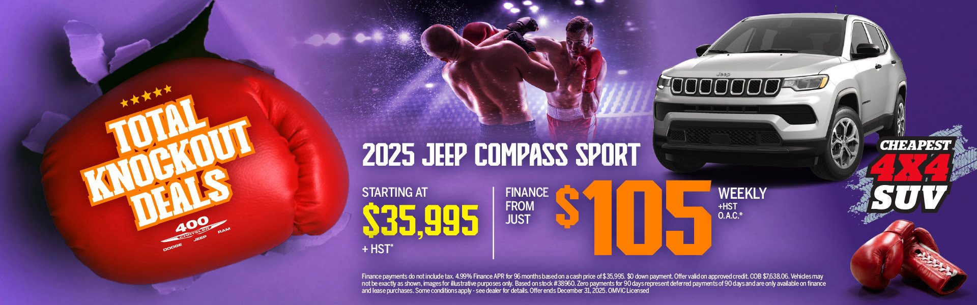 2025 Jeep Compass SportStarting At $35,995 + HST*Finance From Only $105 Weekly + HST O.A.C.*